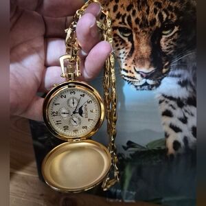 Gold Pocket Watch with Chain